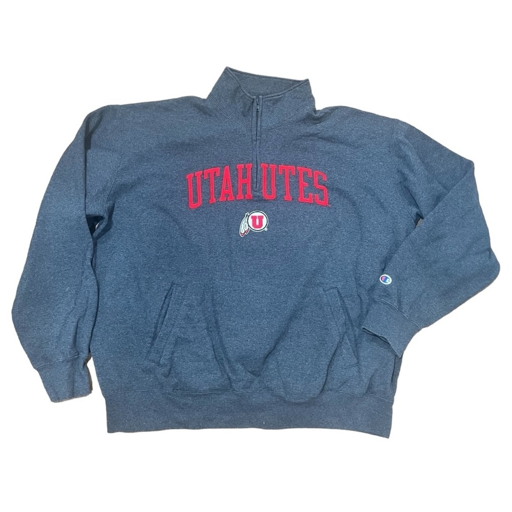 Vintage 2XL Men’s Utah Utes 1/4 Zip Pullover Sweatshirt Champion JIT27